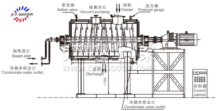 真空耙式干燥機(jī)結(jié)構(gòu)示意圖